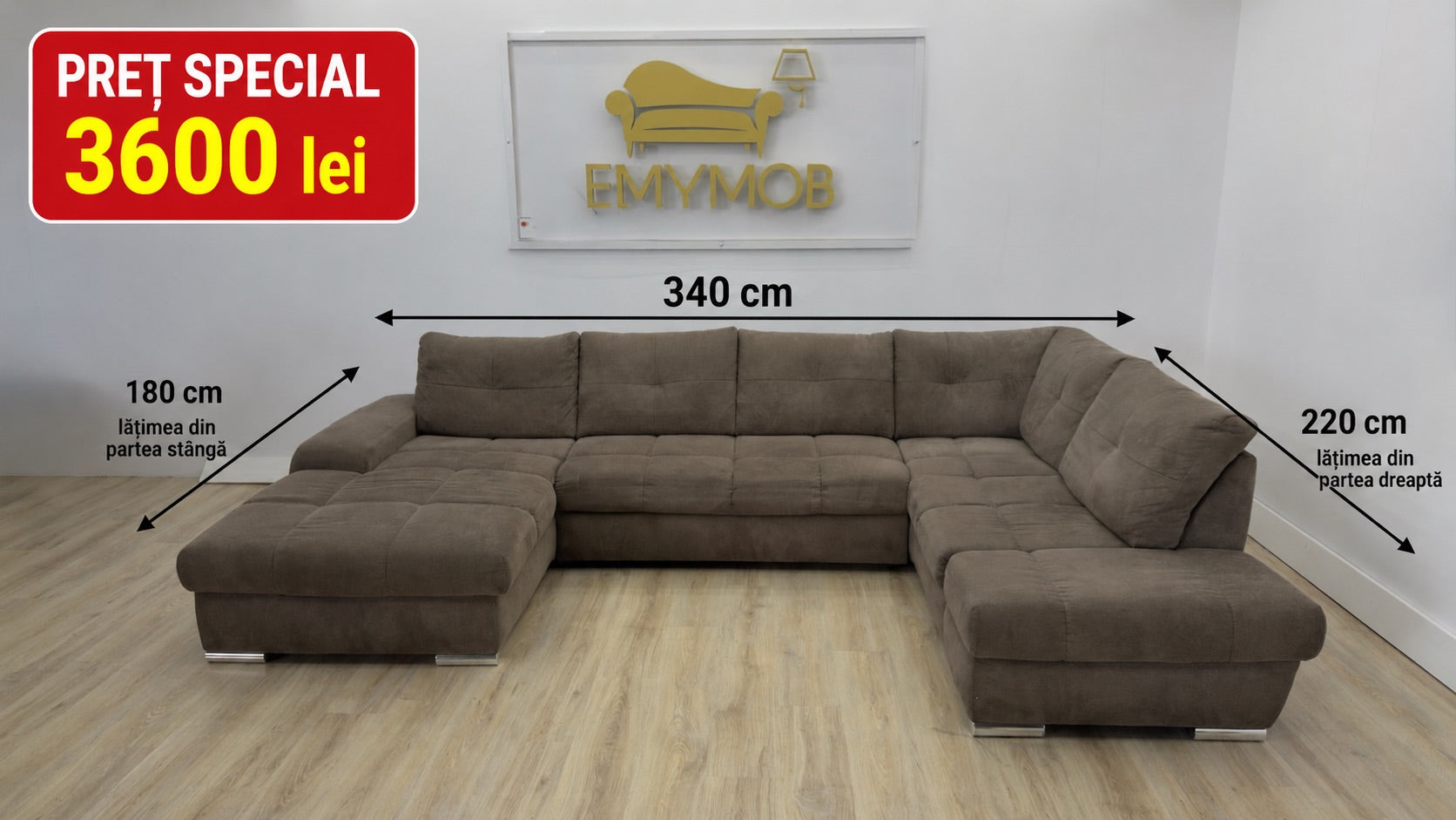 Colțar U Premium 340 x 220 x 180 cm