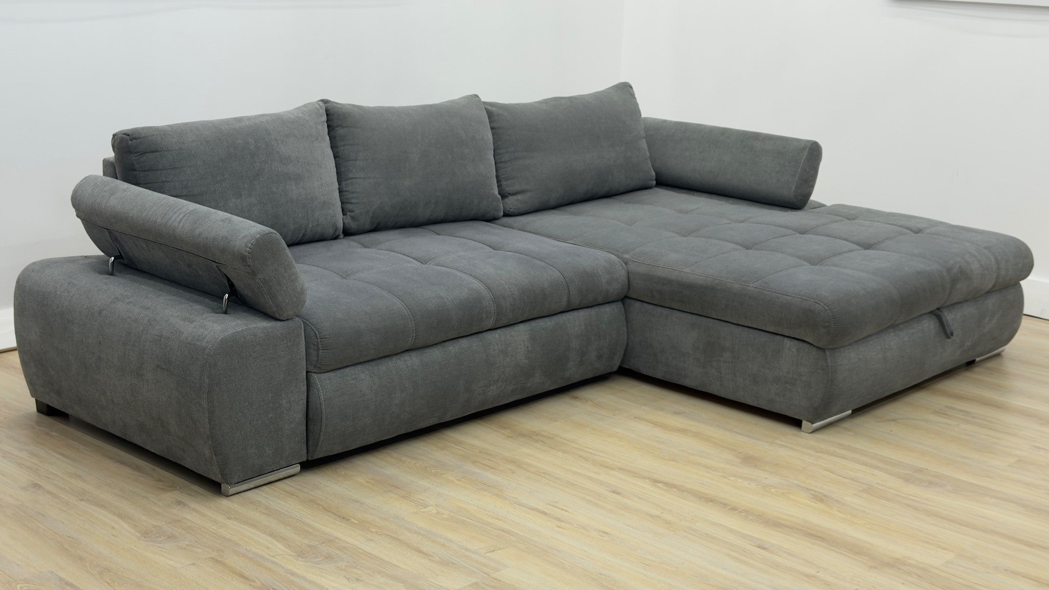 Colțar extensibil cu ladă de depozitare – 295 x 180 cm