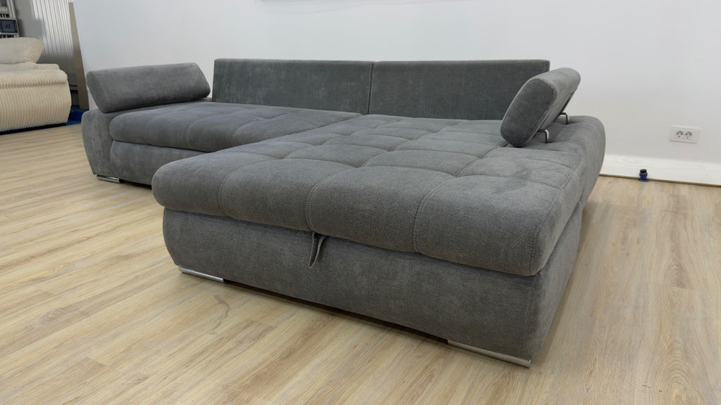 Colțar extensibil cu ladă de depozitare – 295 x 180 cm