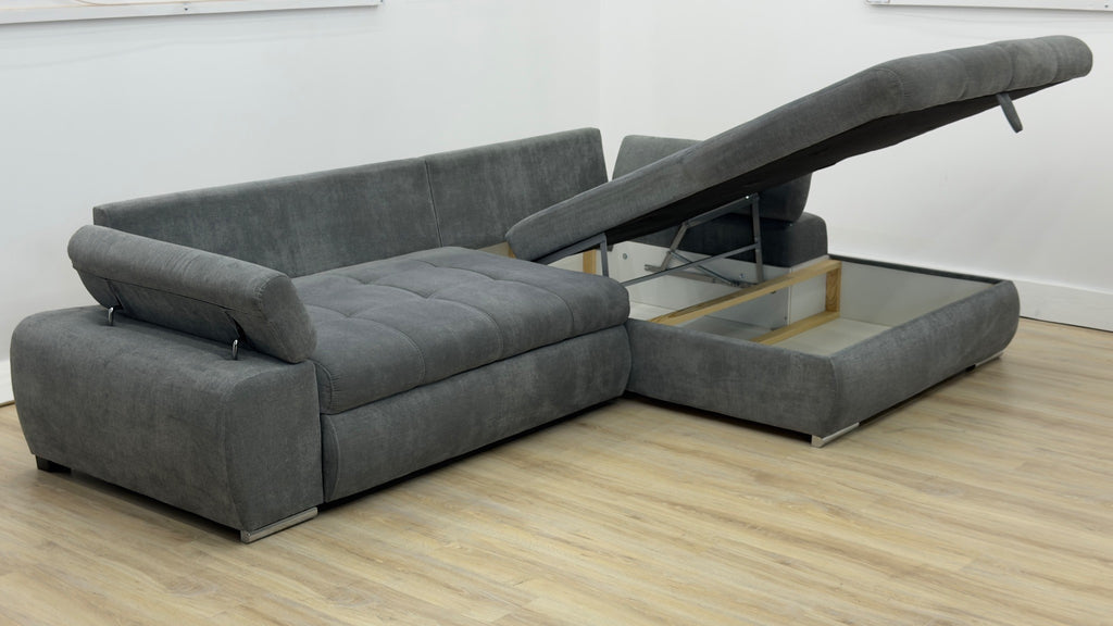 Colțar extensibil cu ladă de depozitare – 295 x 180 cm
