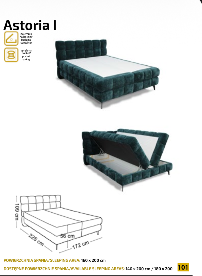 Pat Boxspring Astoria I + TOPPER – eleganță, confort și funcționalitate într-un singur produs 160x200