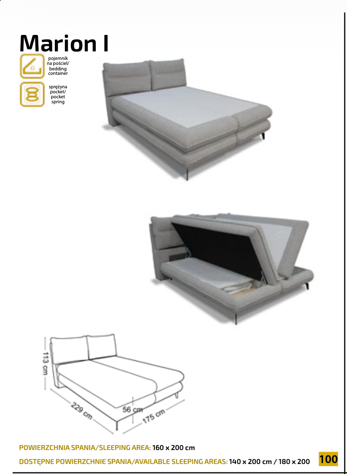 Pat tapițat Marion I – eleganță modernă și confort premium pentru dormitorul tău! 160x200 Cm TOPPER INCLUS