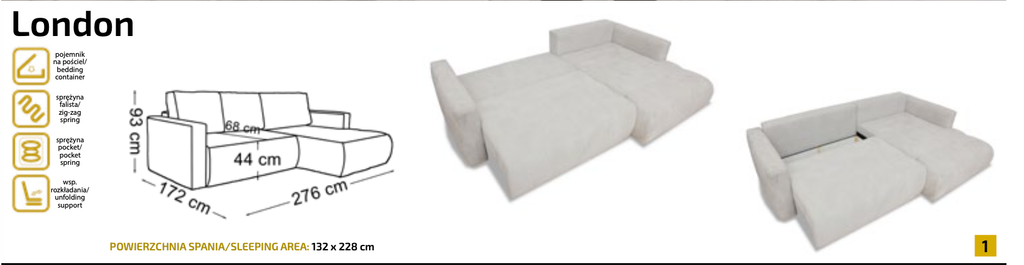 Colțar Extensibil 276 Cm / 172 Cm - Import Germania (Nou)