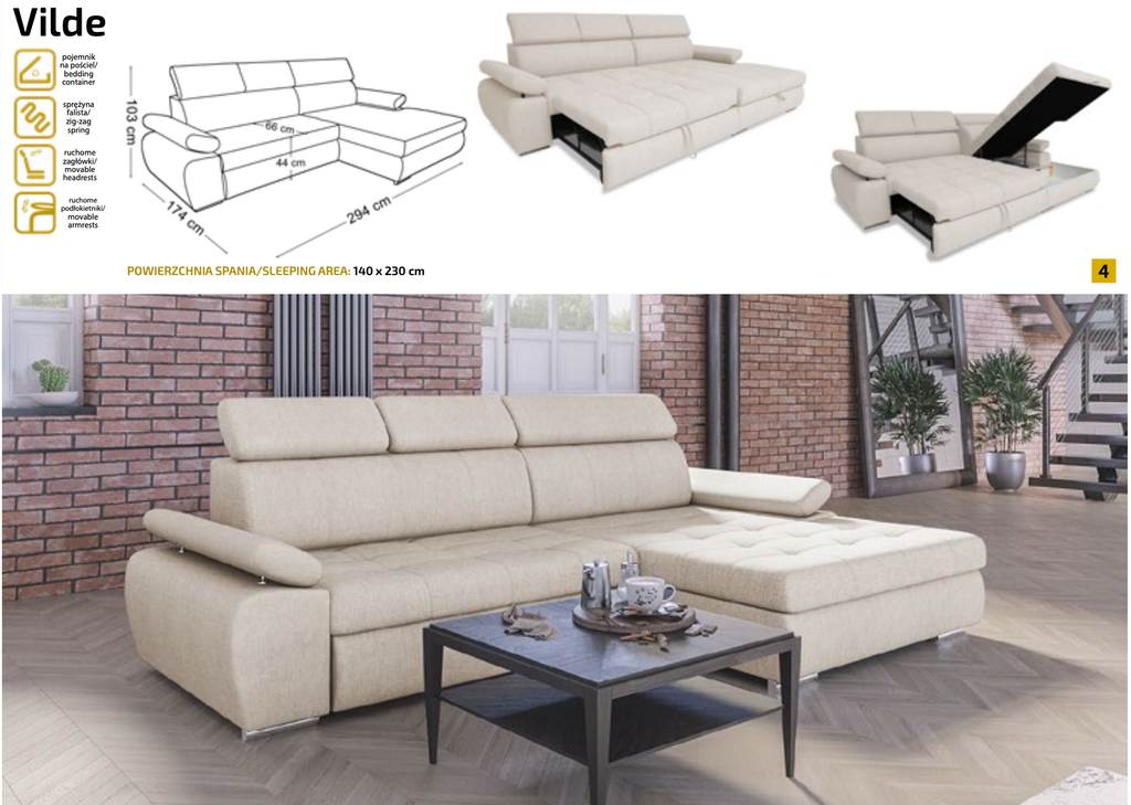 Colțar extensibil „Vilde” – Import Germania 294 cm / 174 cm