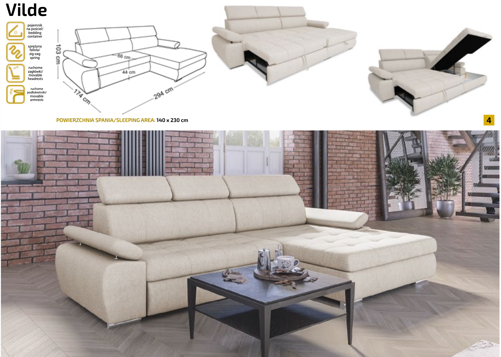 Colțar extensibil „Vilde” – Import Germania 294 cm / 174 cm