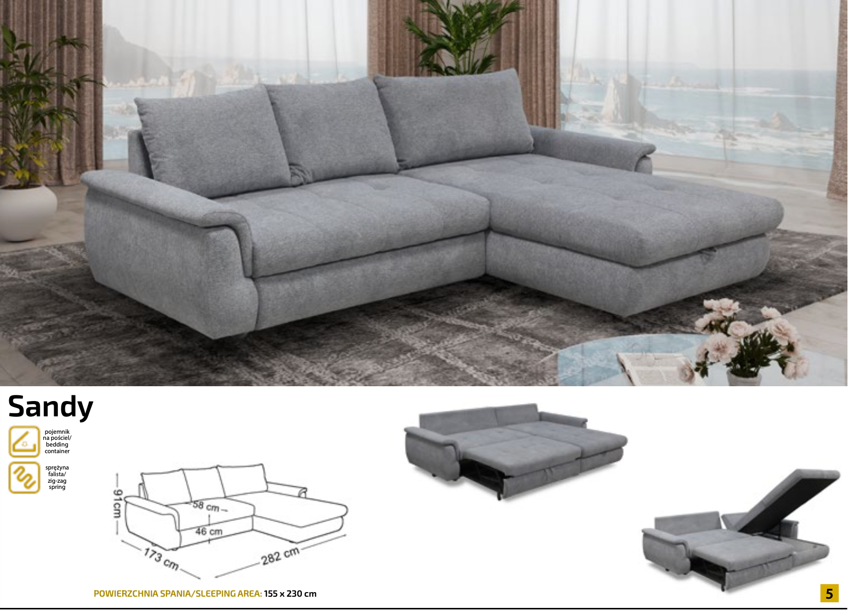 Colțar extensibil „Sandy” – spațiu, confort &amp; design actual | EMYMOB