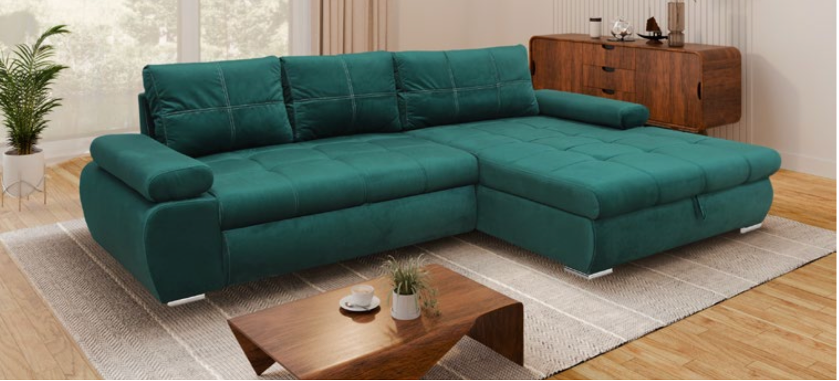 Colțar extensibil „Breva” cu ladă depozitare – import Germania 294 cm/174 cm