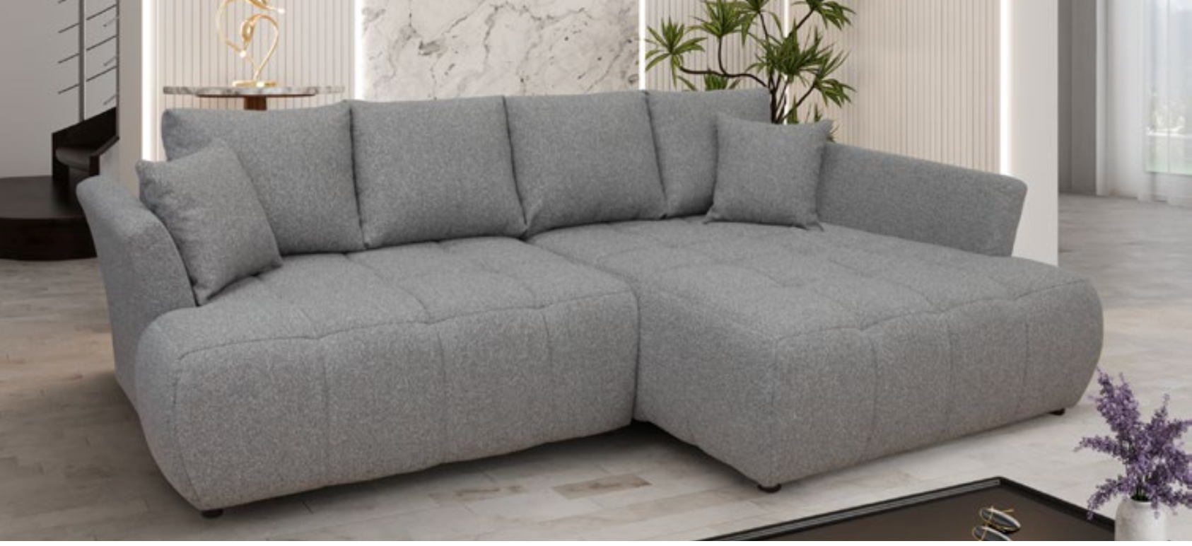 Colțar extensibil „Borno” cu ladă depozitare – 260 cm / 174 cm Import Germania