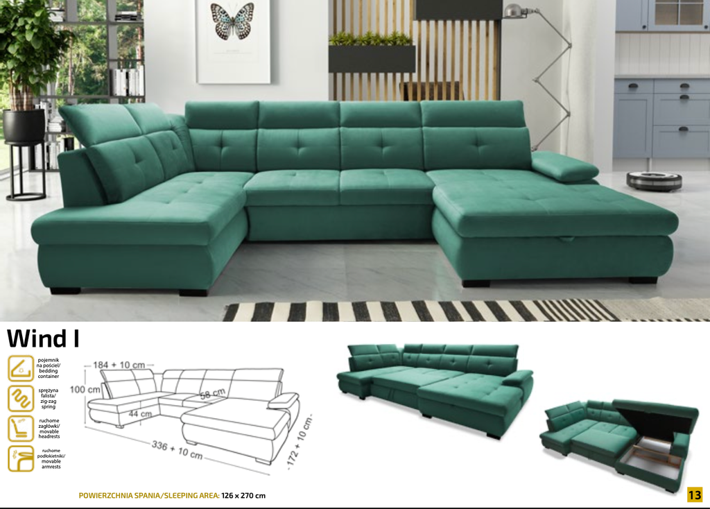Colțar extensibil WIND I – Modern, Spațios ; Ultra Confortabil